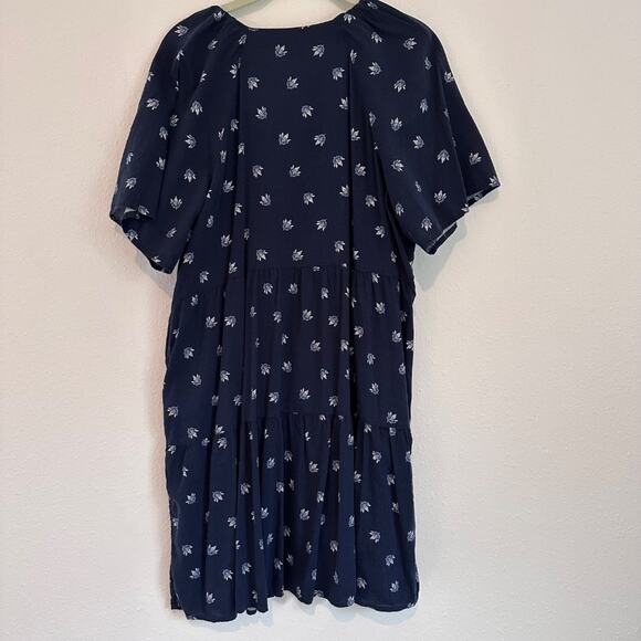 Old Navy V-Neck Mini Swing Dress, Navy Floral, Size Large - Picture 3 of 8